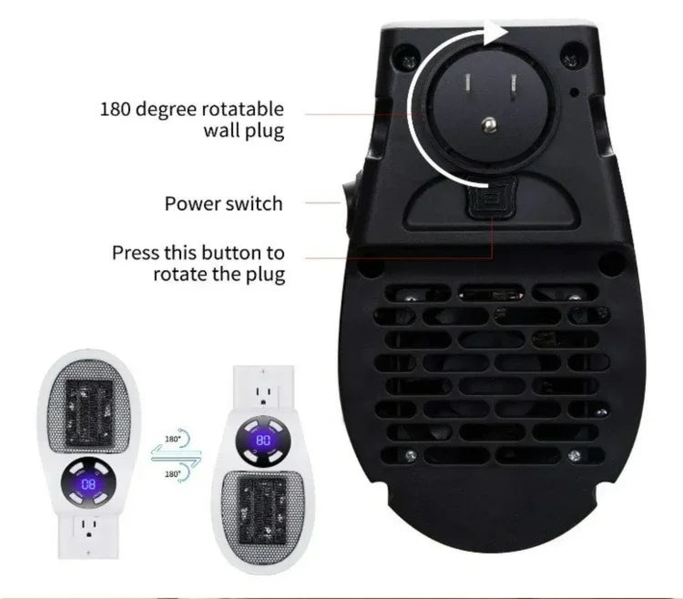 Portable Heater Electric Heater Plug-in Room Heater Home Appliance Heating Furnace Mini Radiator Remote Heating 500W