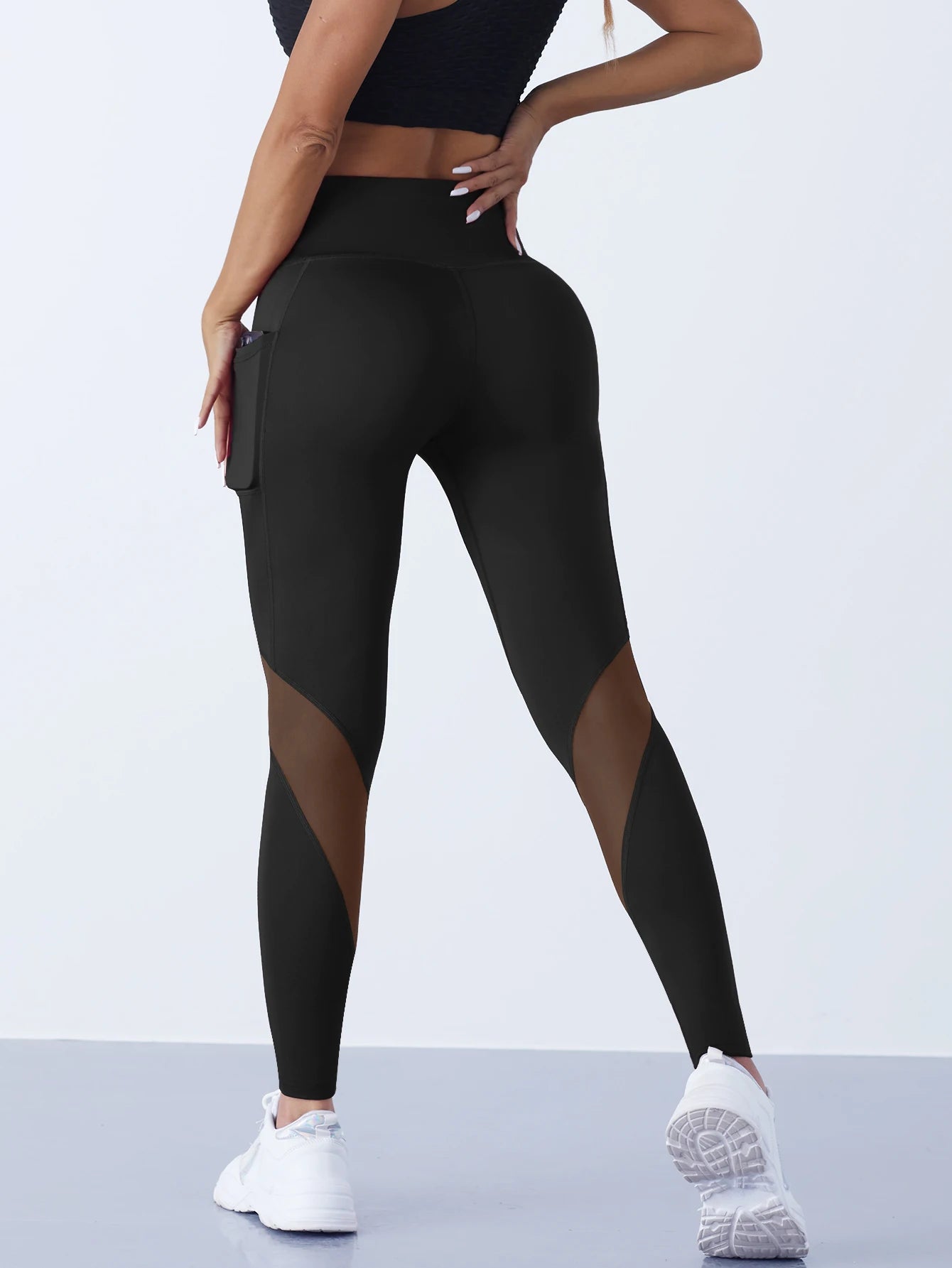 1PCS Women's Mesh Splicing Yoga Pants Shaping Leggings High Waist Tummy Control Lift Hips Running Workout Activewear Pants