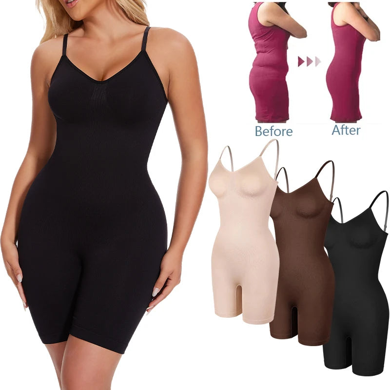 Tummy Control Bodysuit Shapewear Women Tank Top Seamless Full Body Shaper Anti Chafing Short Slimming Waist Trainer Butt Lifter