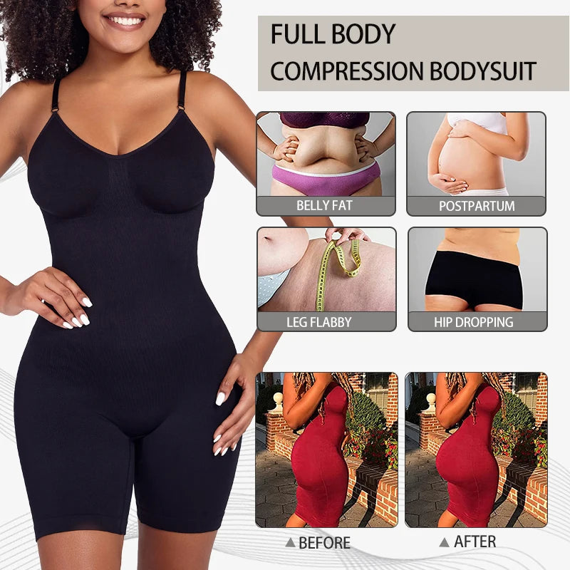 Tummy Control Bodysuit Shapewear Women Tank Top Seamless Full Body Shaper Anti Chafing Short Slimming Waist Trainer Butt Lifter
