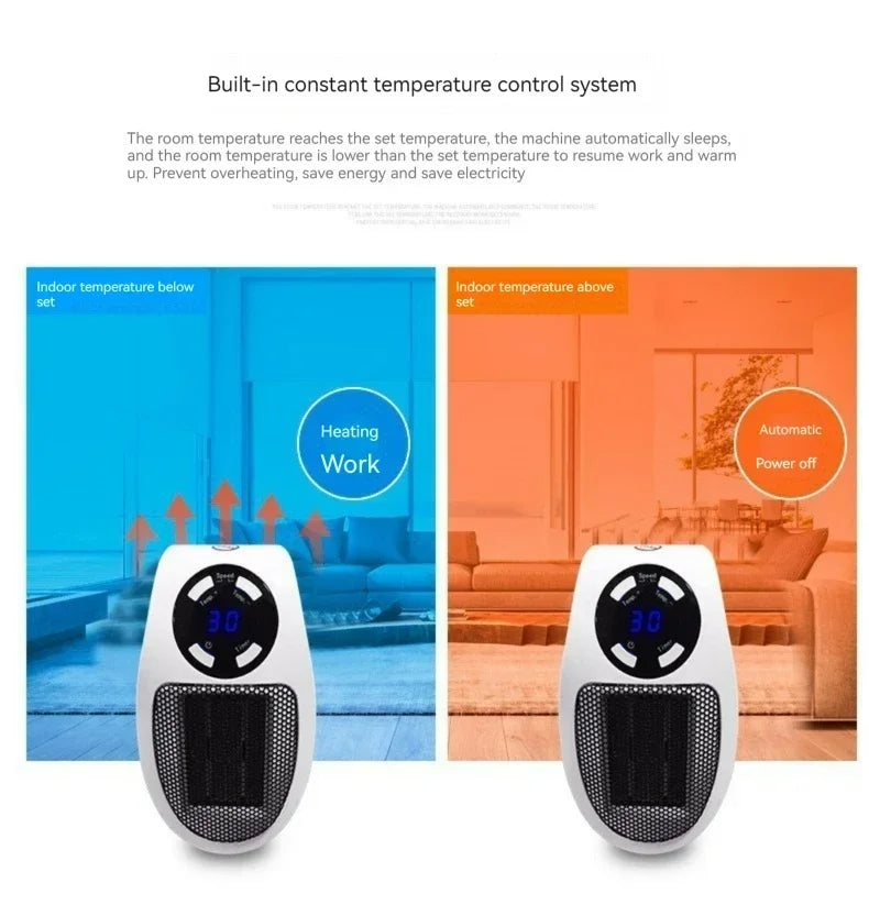 Portable Heater Electric Heater Plug-in Room Heater Home Appliance Heating Furnace Mini Radiator Remote Heating 500W