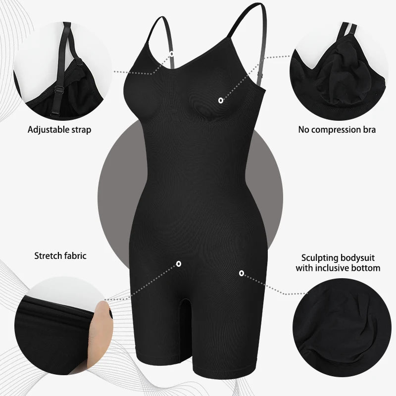 Tummy Control Bodysuit Shapewear Women Tank Top Seamless Full Body Shaper Anti Chafing Short Slimming Waist Trainer Butt Lifter