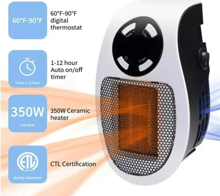Portable Heater Electric Heater Plug-in Room Heater Home Appliance Heating Furnace Mini Radiator Remote Heating 500W